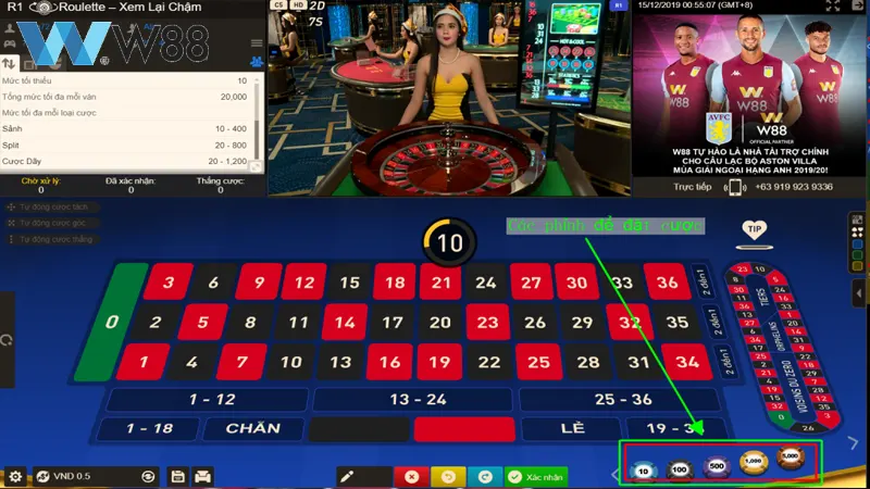 Các loại các cược W88 Roulette