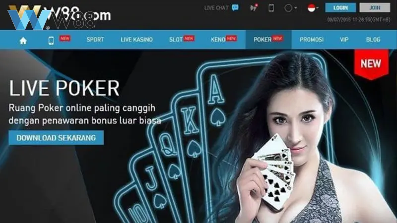 Truy cập W88 để tải Poker và bấm cài đặt