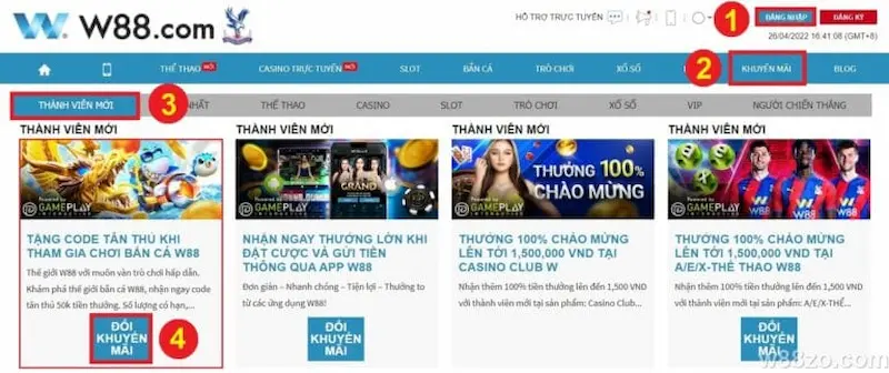 Cách Nhận Code W88 Nhận Ngay 100k Trong Tài Khoản