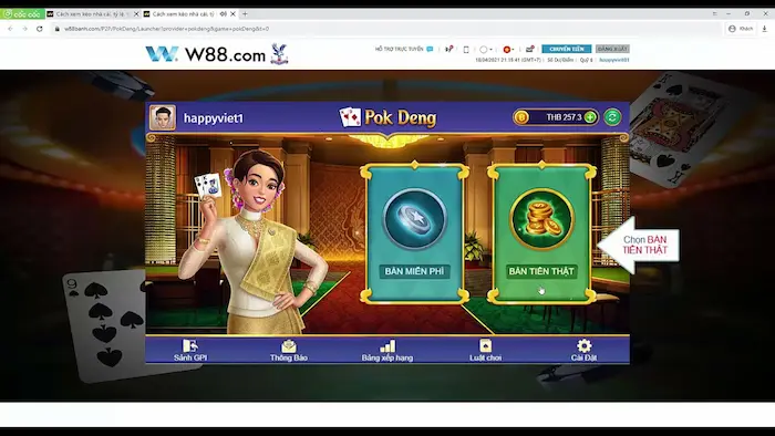 Luật chơi Pok Deng W88 siêu dễ dành cho bet thủ